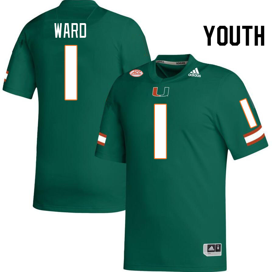 Youth #1 Cam Ward Miami Hurricanes College Football Jerseys Stitched-Green